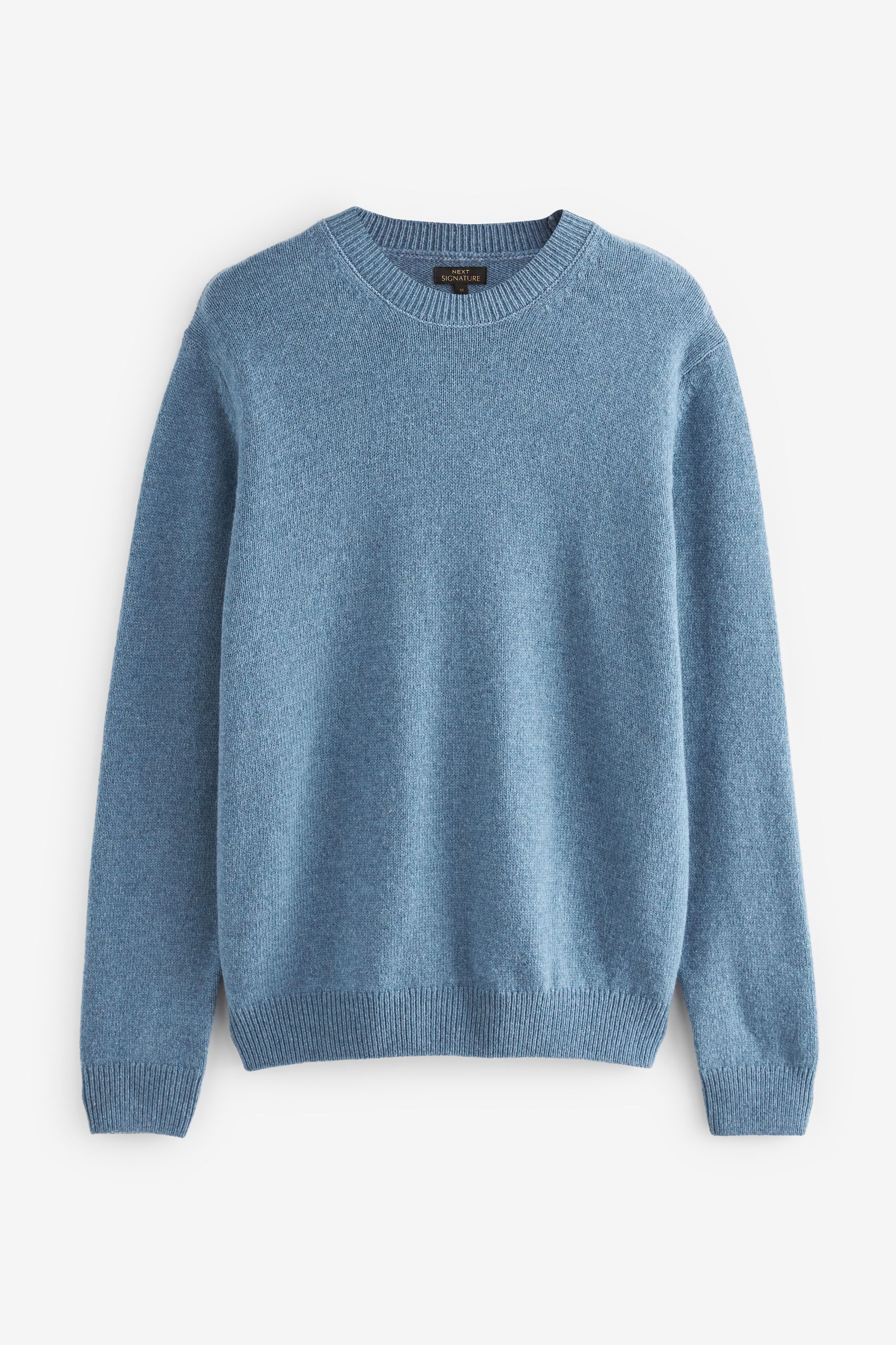 Buy Light Blue Crew Neck Regular Signature Lambswool Jumper from Next Luxembourg