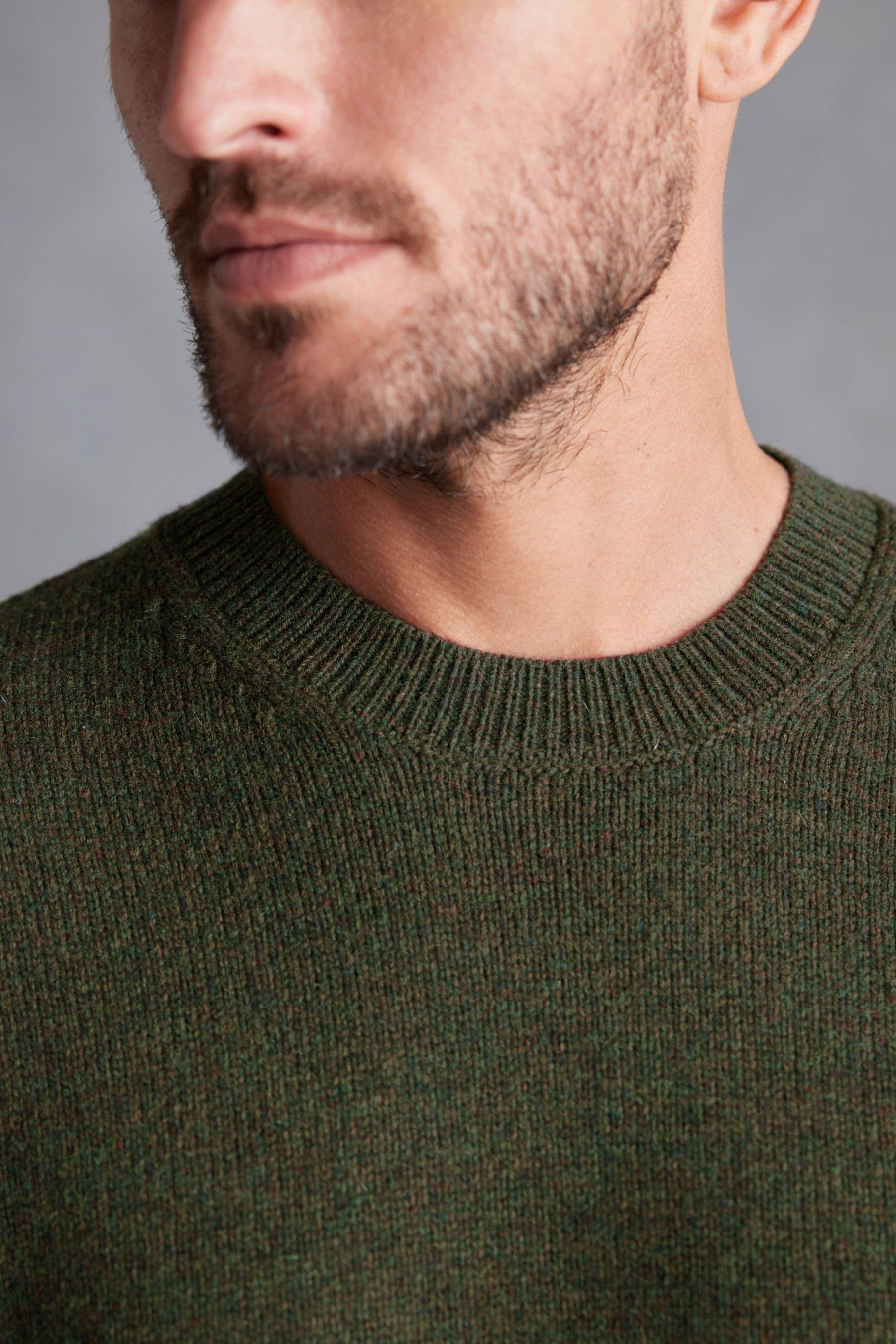 Buy Green Crew Neck Regular Signature Lambswool Jumper from Next Belgium