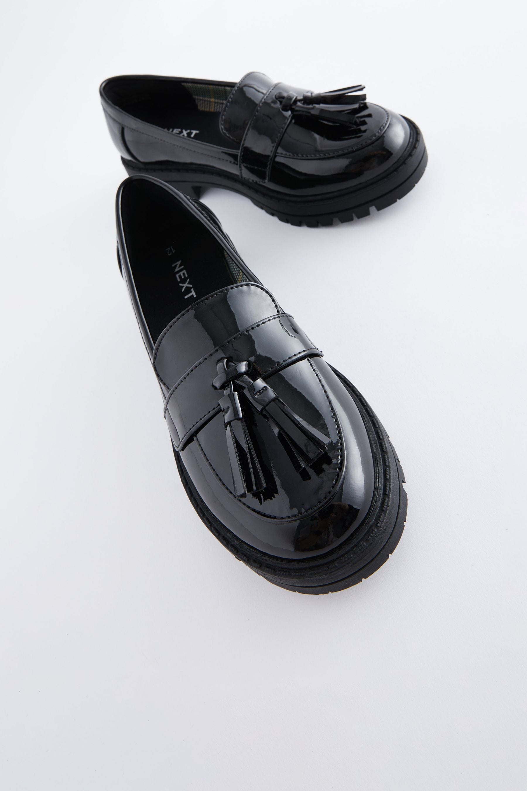 Buy Black Patent School Chunky Tassel Loafers from the Next UK online shop