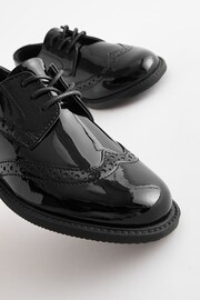 Black Patent School Lace-Up Brogue Detail Shoes - Image 5 of 6