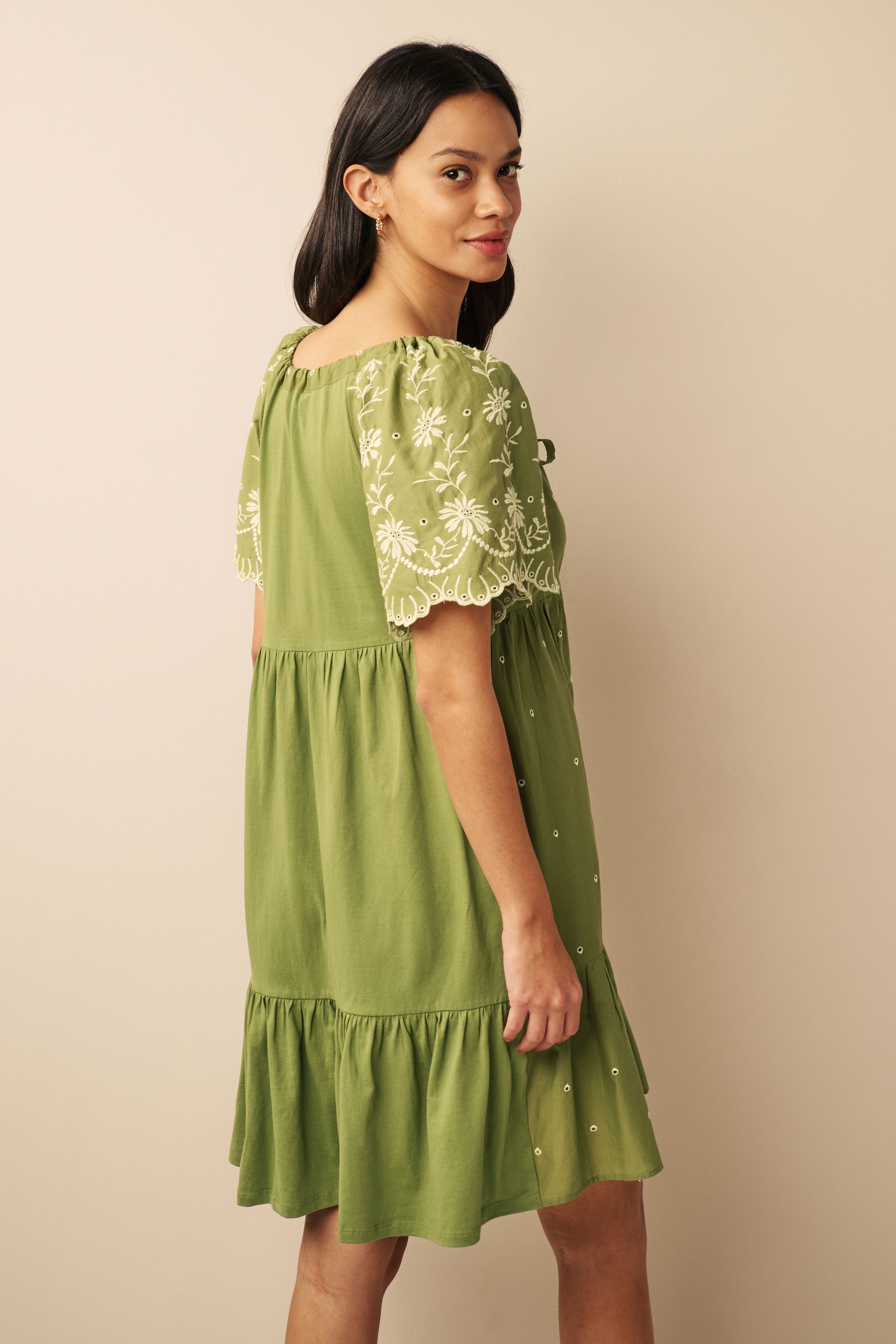Olive green dress short top