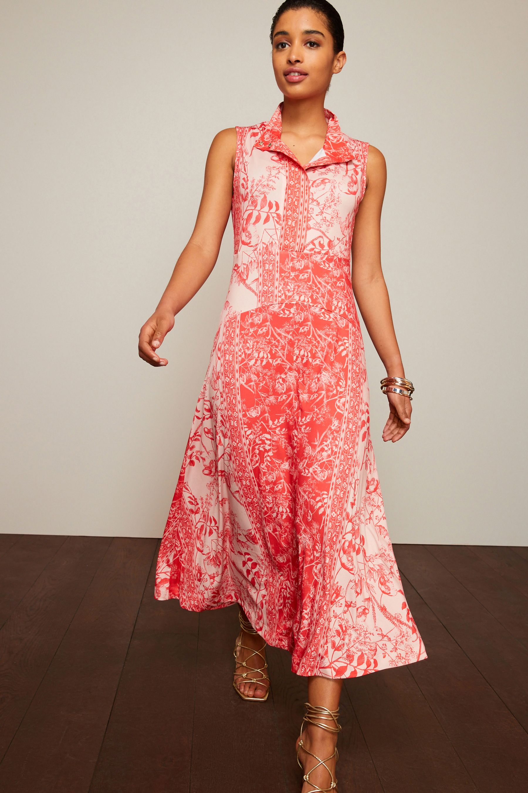 High neck sleeveless midi dress top