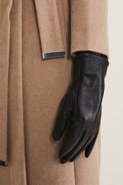 Phase Eight Black Pleat Detail Leather Gloves - Image 2 of 4