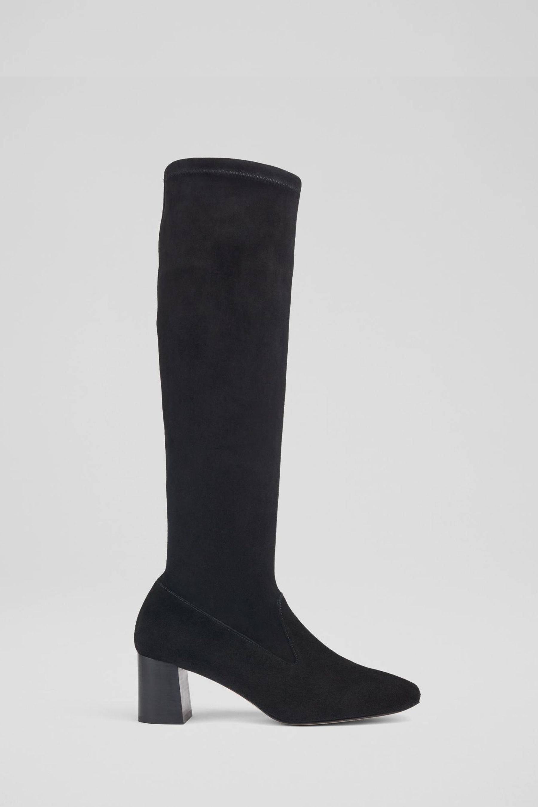 Buy LK Bennett Black Stretch Suede Davina Knee High Boots from Next Canada