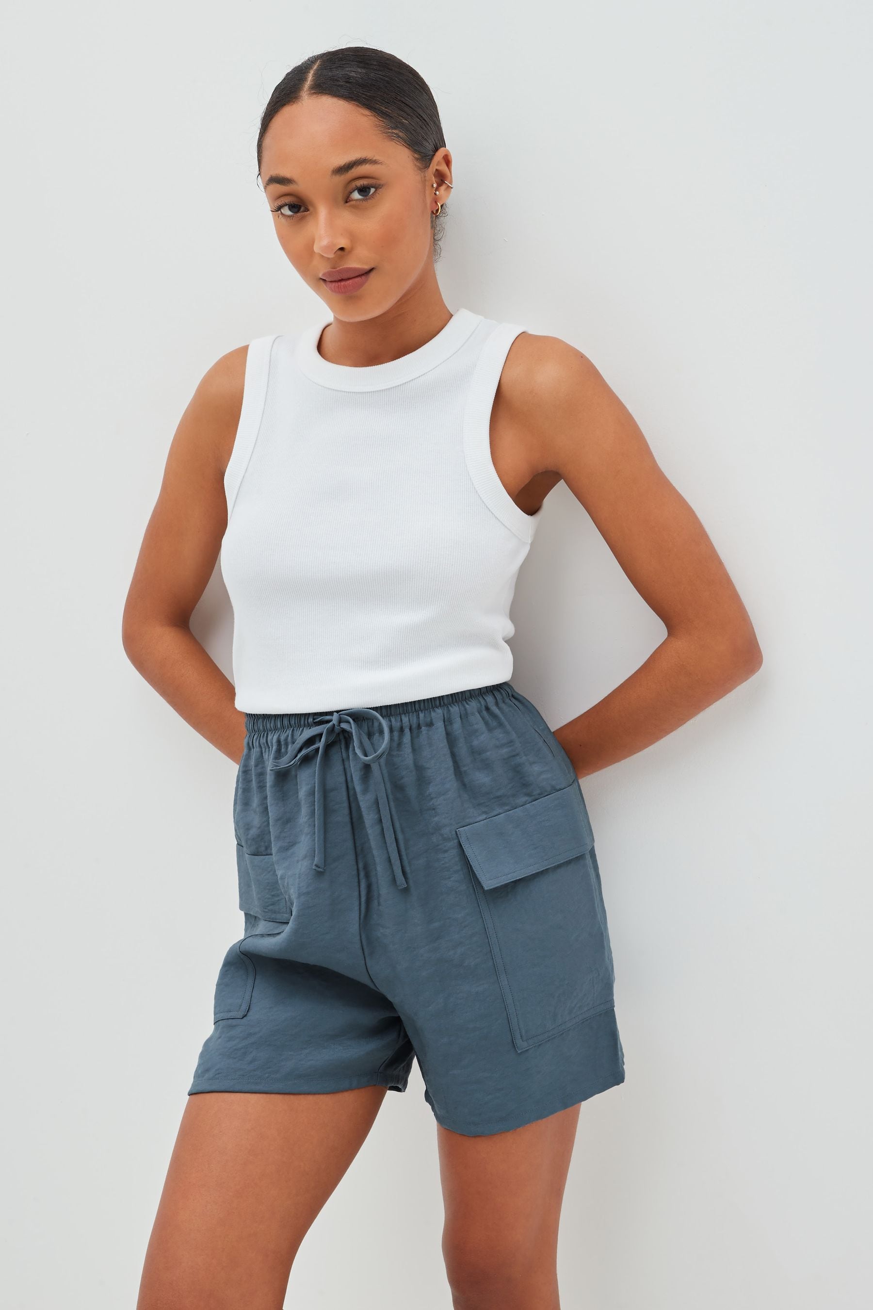 Buy Grey Shine Utility Shorts with Pockets from Next Luxembourg
