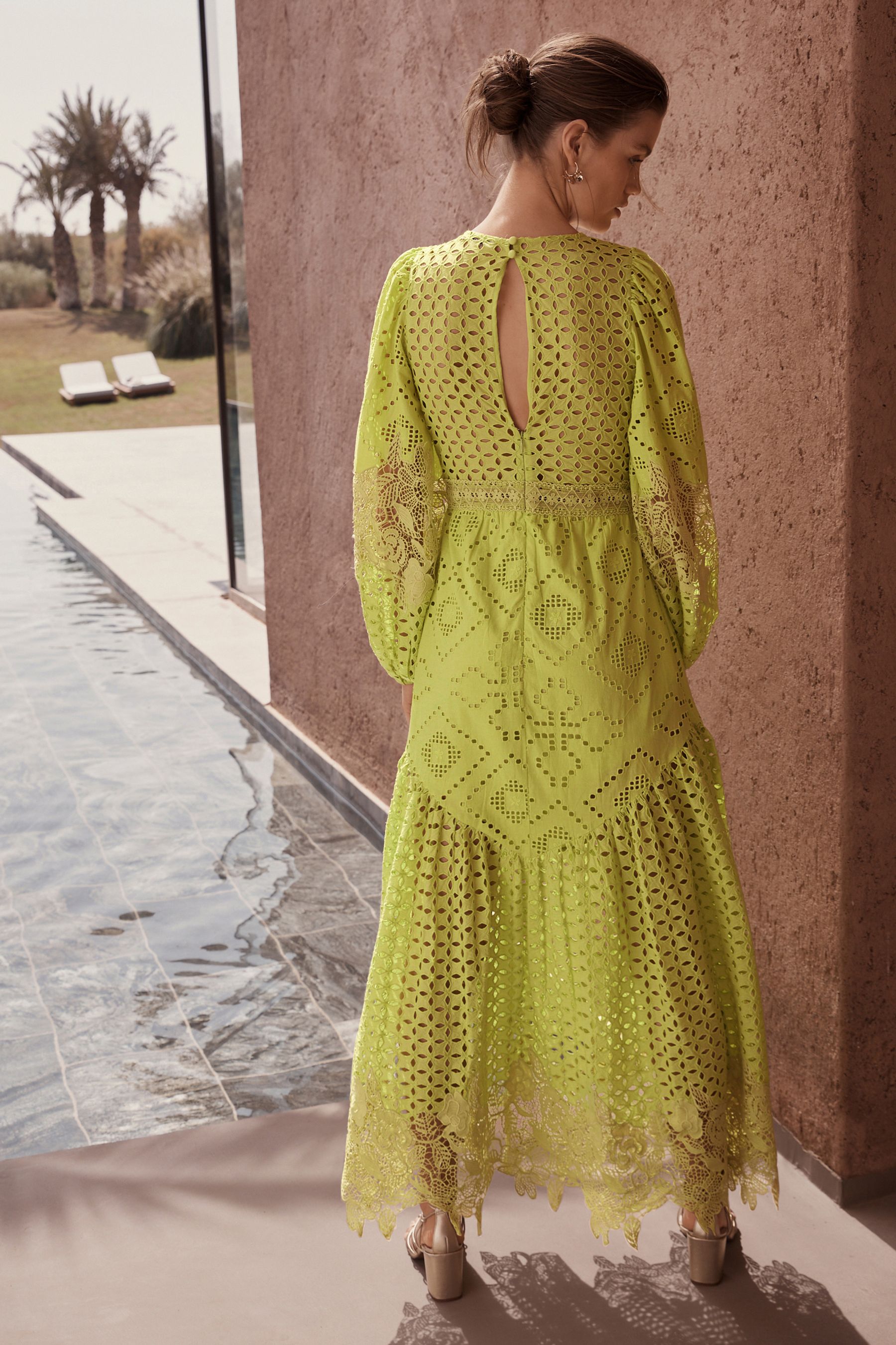 Green lace maxi discount