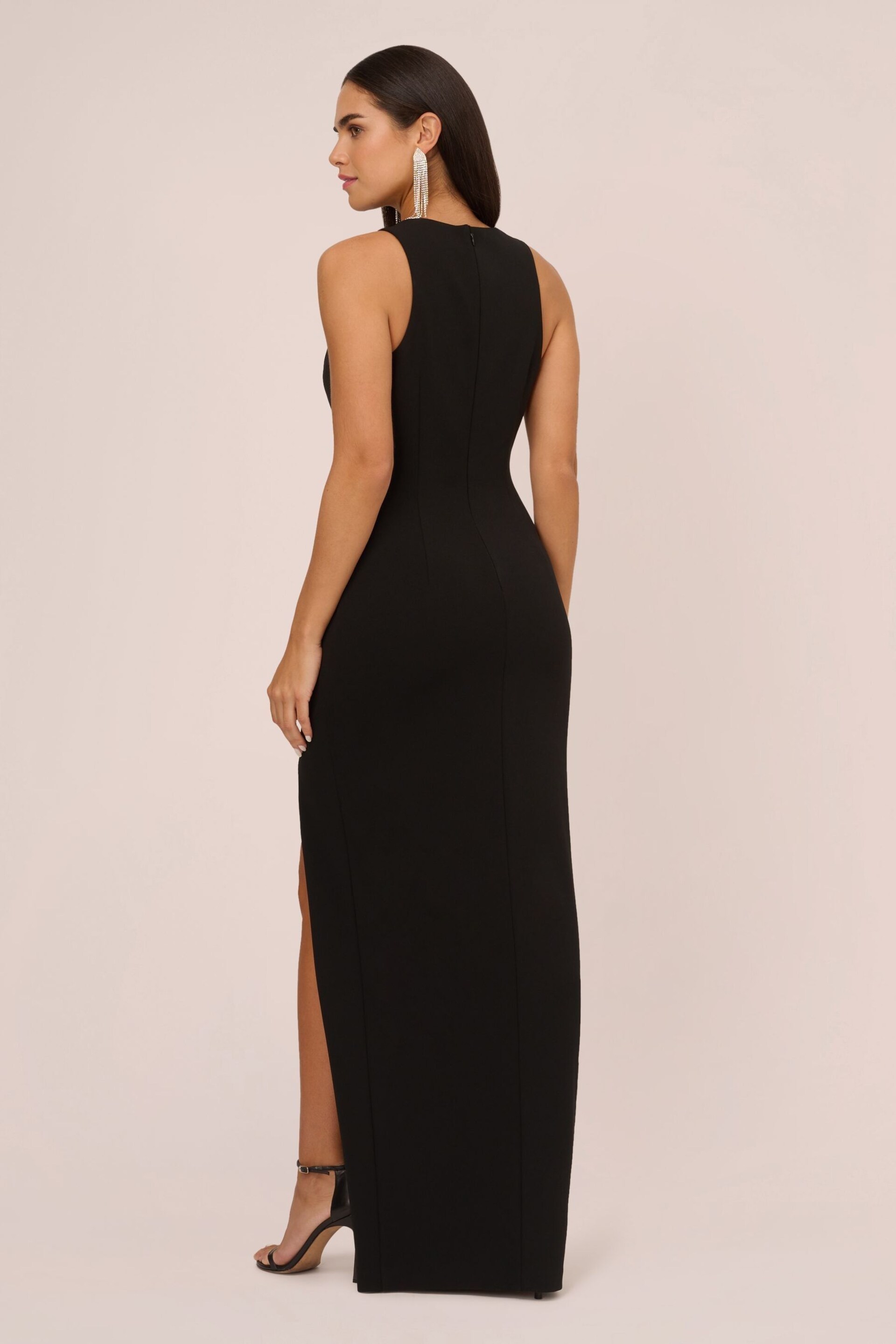 Aidan by Adrianna Papell Sleeveless Knit Crepe Black Gown - Image 2 of 7