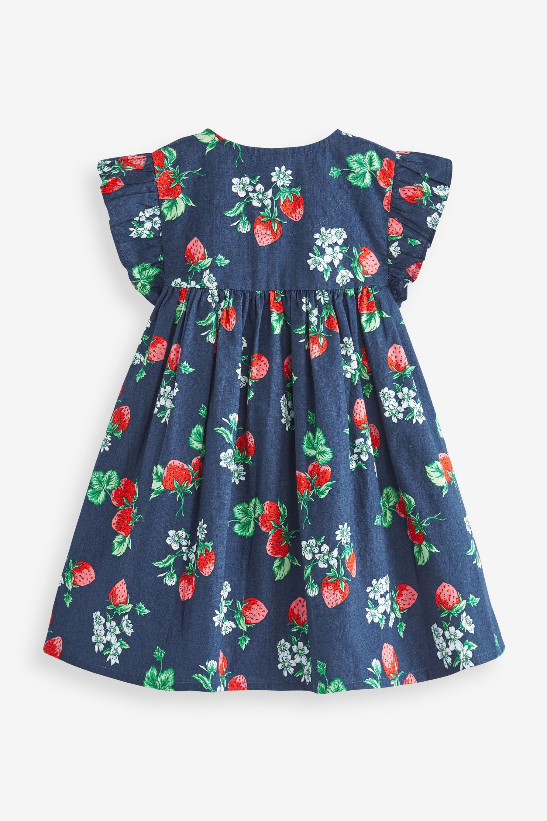 Buy Navy Blue Strawberry Print Frill Sleeve Cotton Dress 3mths 8yrs from Next Luxembourg