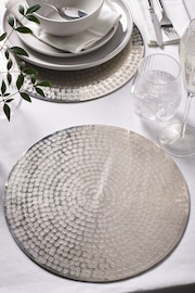 Silver Hammered Metal Placemats and Coasters Set of 2 Placemats - Image 1 of 4