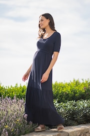 Seraphine Blue Tiered Maxi Dress With Nursing Access - Image 5 of 6