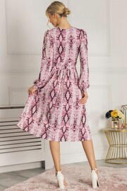 Jolie Moi Pink Harper Long Sleeve Jersey Dress - Image 2 of 5