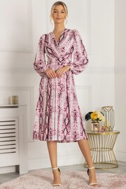 Jolie Moi Pink Harper Long Sleeve Jersey Dress - Image 3 of 5