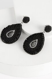 Black Tear Drop Beaded Earrings - Image 4 of 4