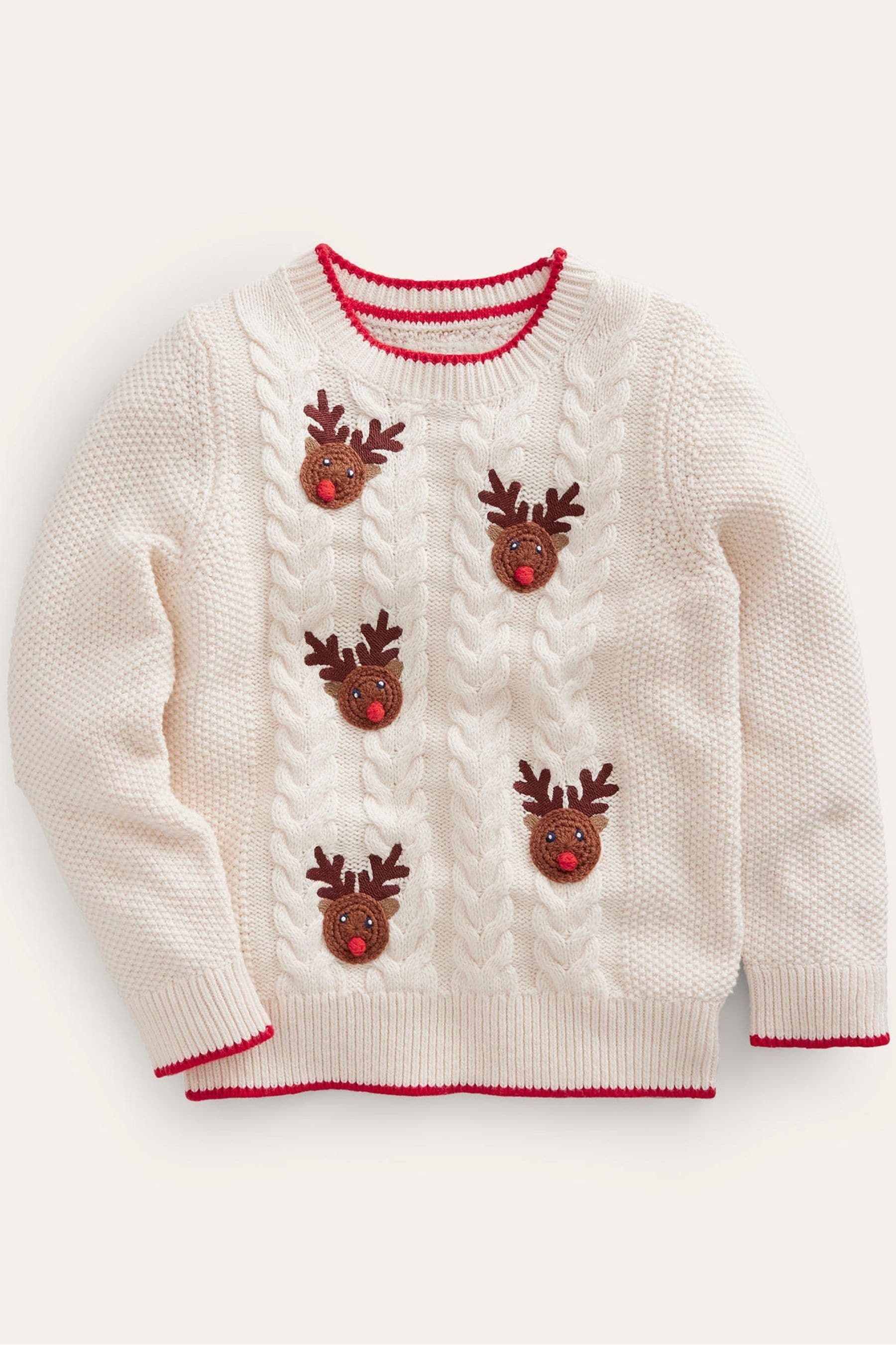 Buy Boden Cream Rudolph Pom Pom Christmas Jumper from Next Luxembourg