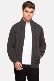 Threadbare Grey Zip Through Cardigan - Image 1 of 4