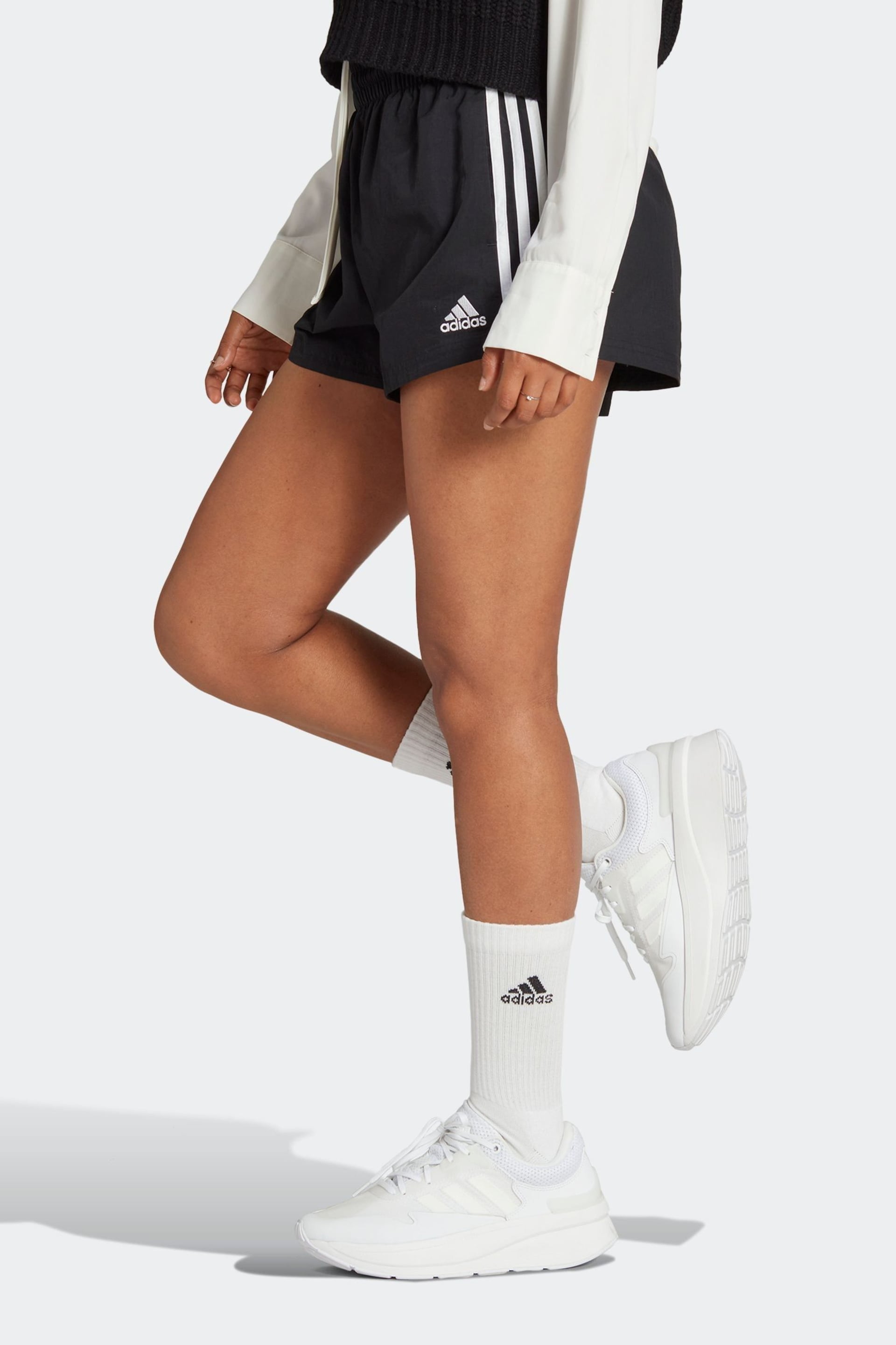 adidas Black Sportswear Essentials 3-Stripes Woven Shorts - Image 1 of 6
