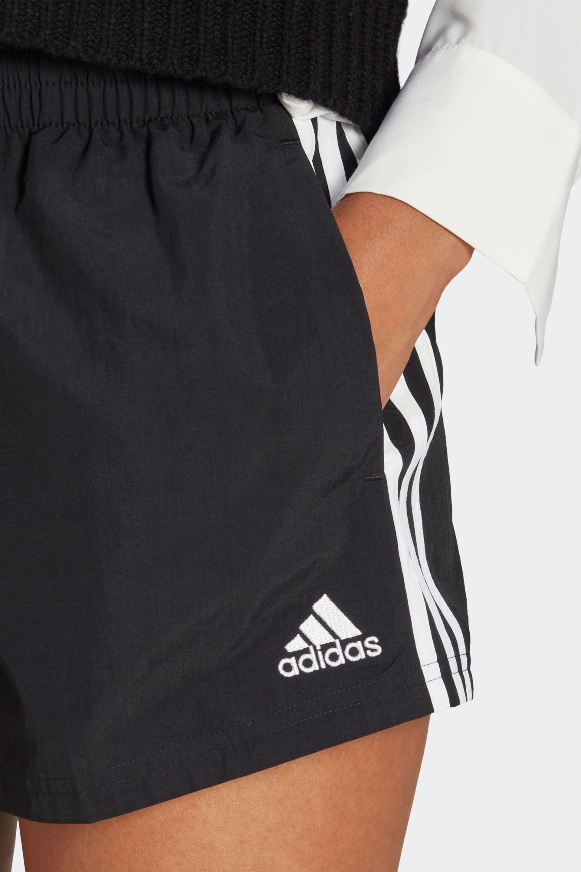 adidas Black Sportswear Essentials 3-Stripes Woven Shorts - Image 4 of 6