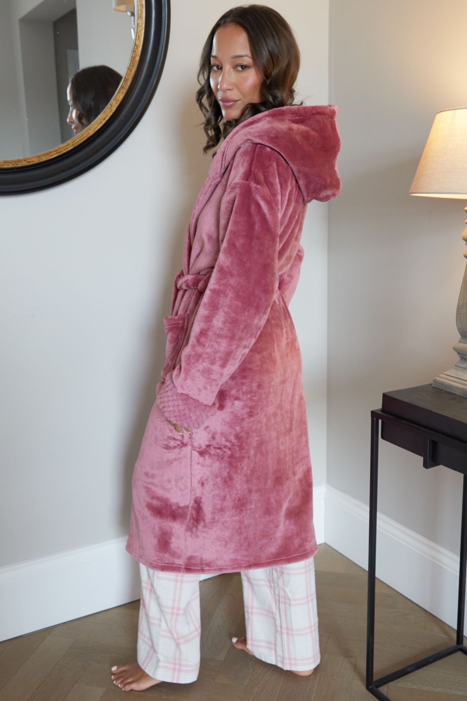 Furry robe with hood sale