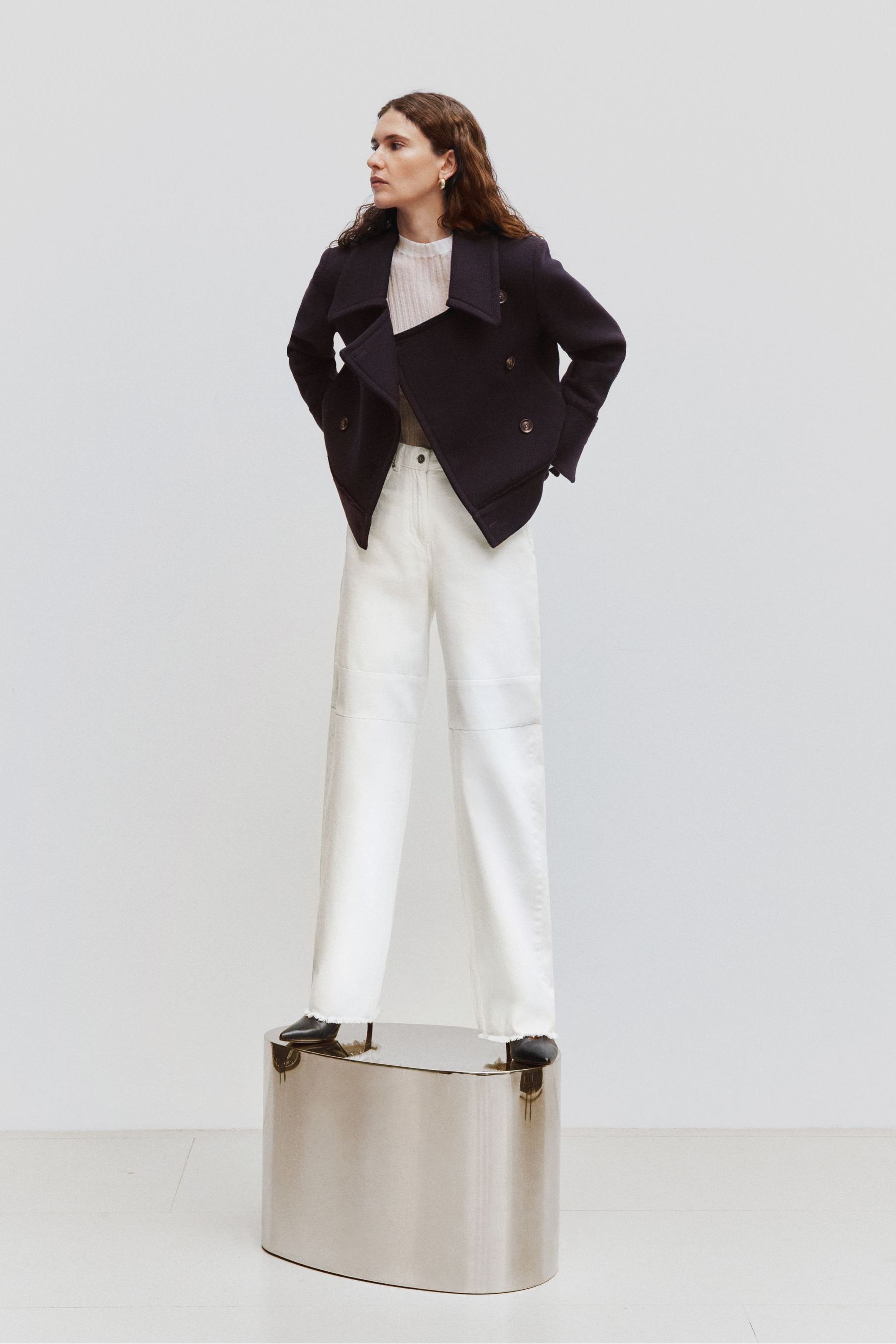 Jigsaw Blue Modern Twill Pea Coat