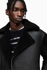AllSaints Black Xander Shearling Jacket - Image 6 of 7