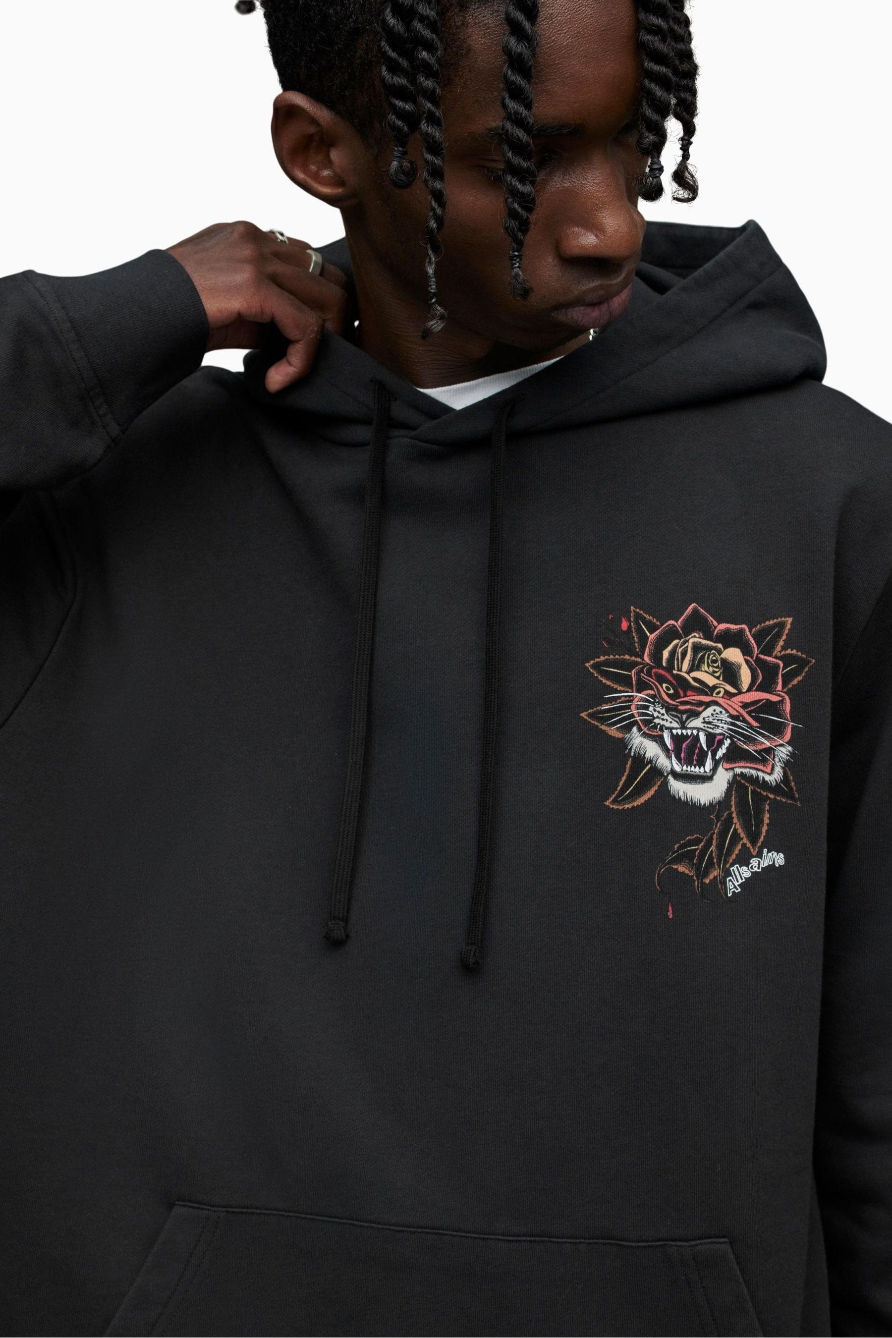 Buy AllSaints Black Tiger Rose Hoodie from Next USA