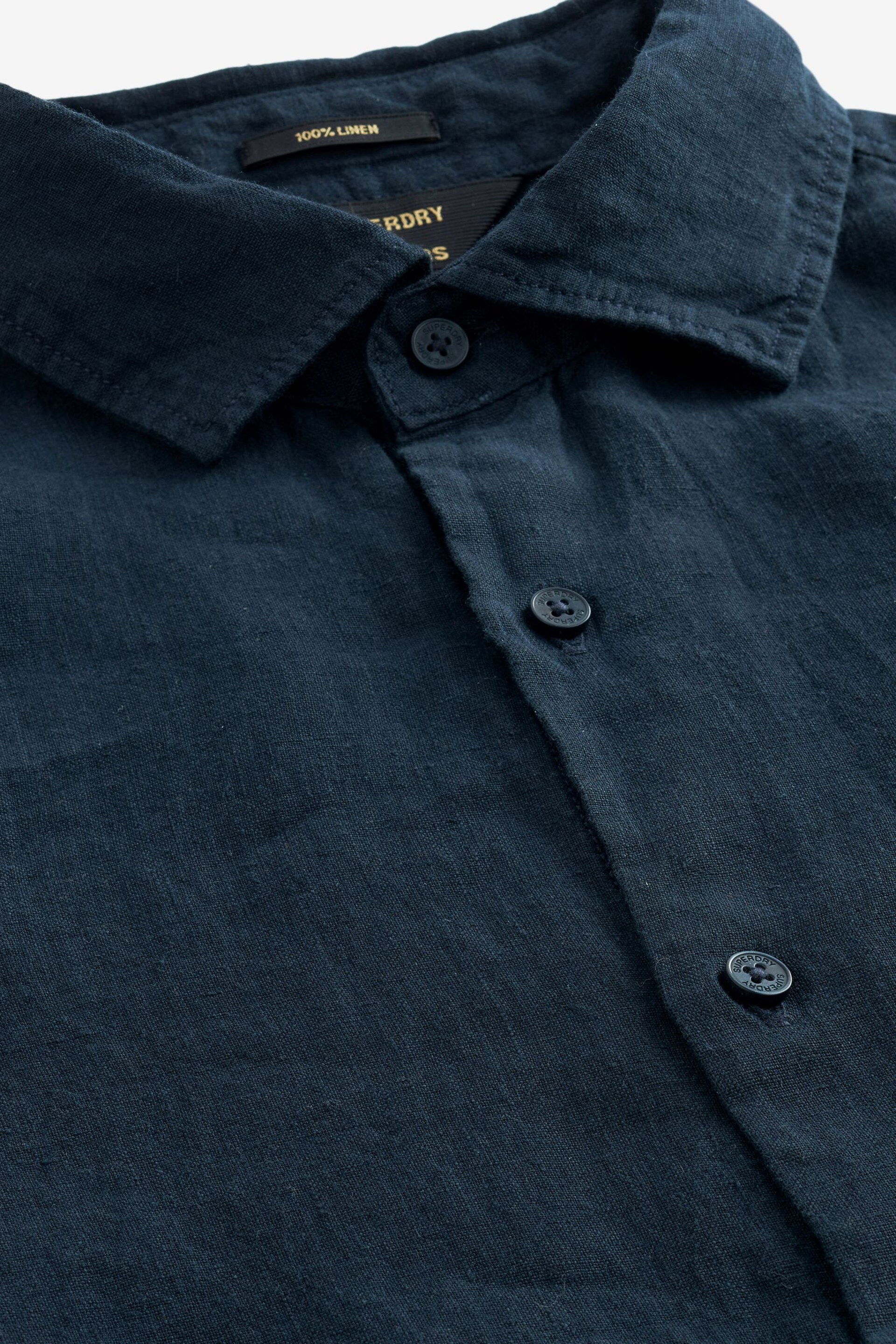 Superdry Blue Studios Casual Linen Short Sleeve Shirt - Image 11 of 13