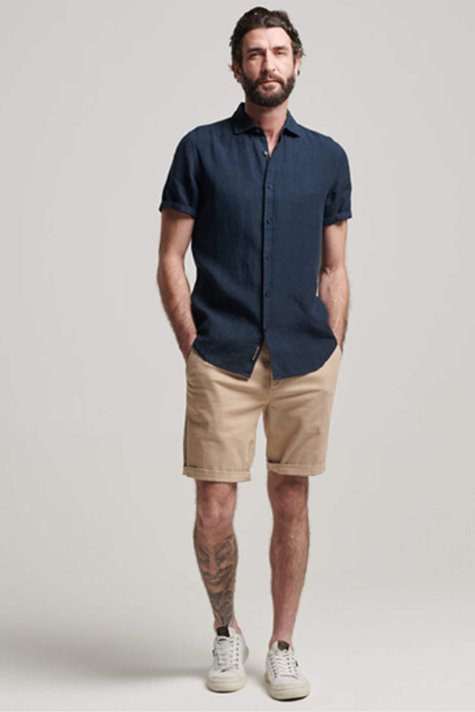 Superdry Blue Studios Casual Linen Short Sleeve Shirt - Image 3 of 9
