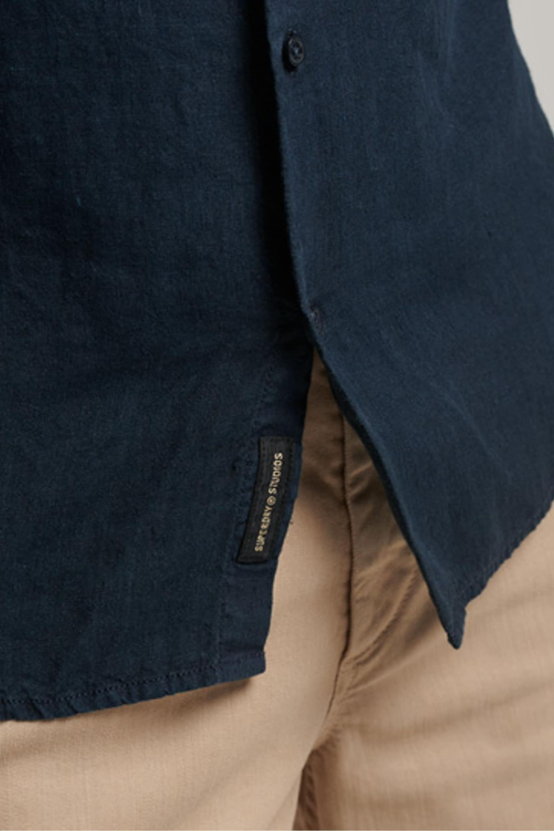 Superdry Blue Studios Casual Linen Short Sleeve Shirt - Image 5 of 9