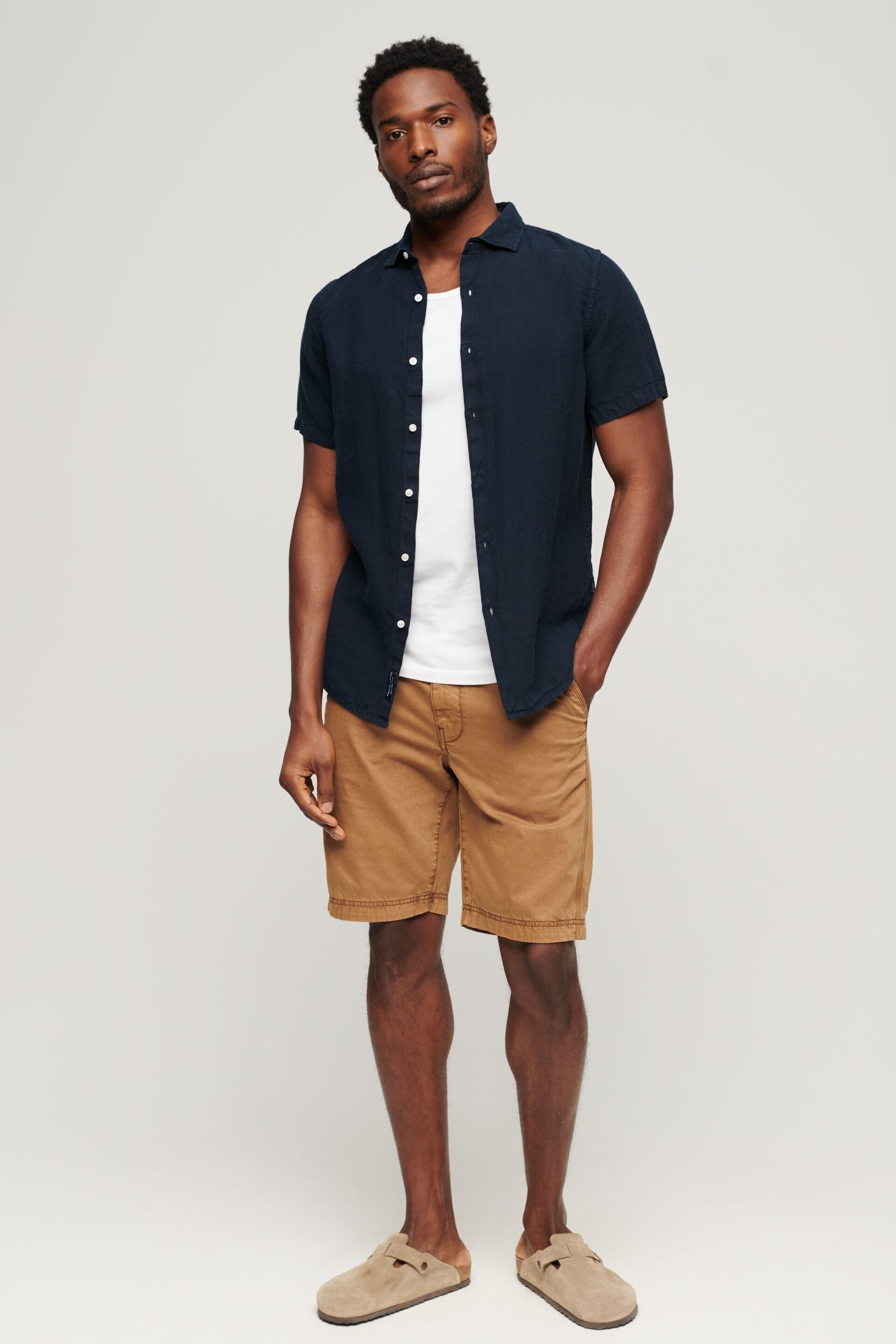 Superdry Blue Studios Casual Linen Short Sleeve Shirt - Image 8 of 13