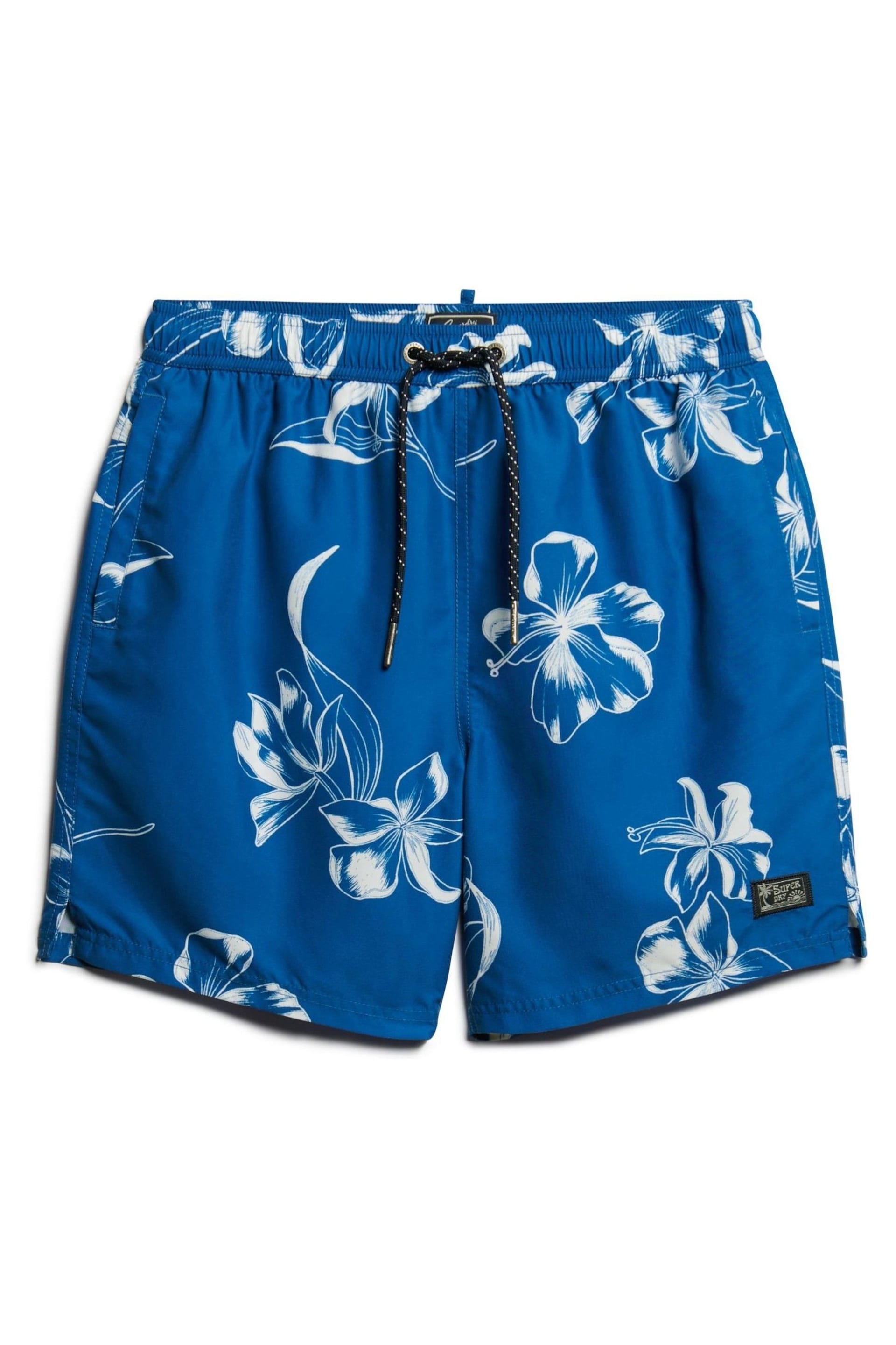 Superdry Blue Vintage Hawaiian Swim Shorts - Image 6 of 7