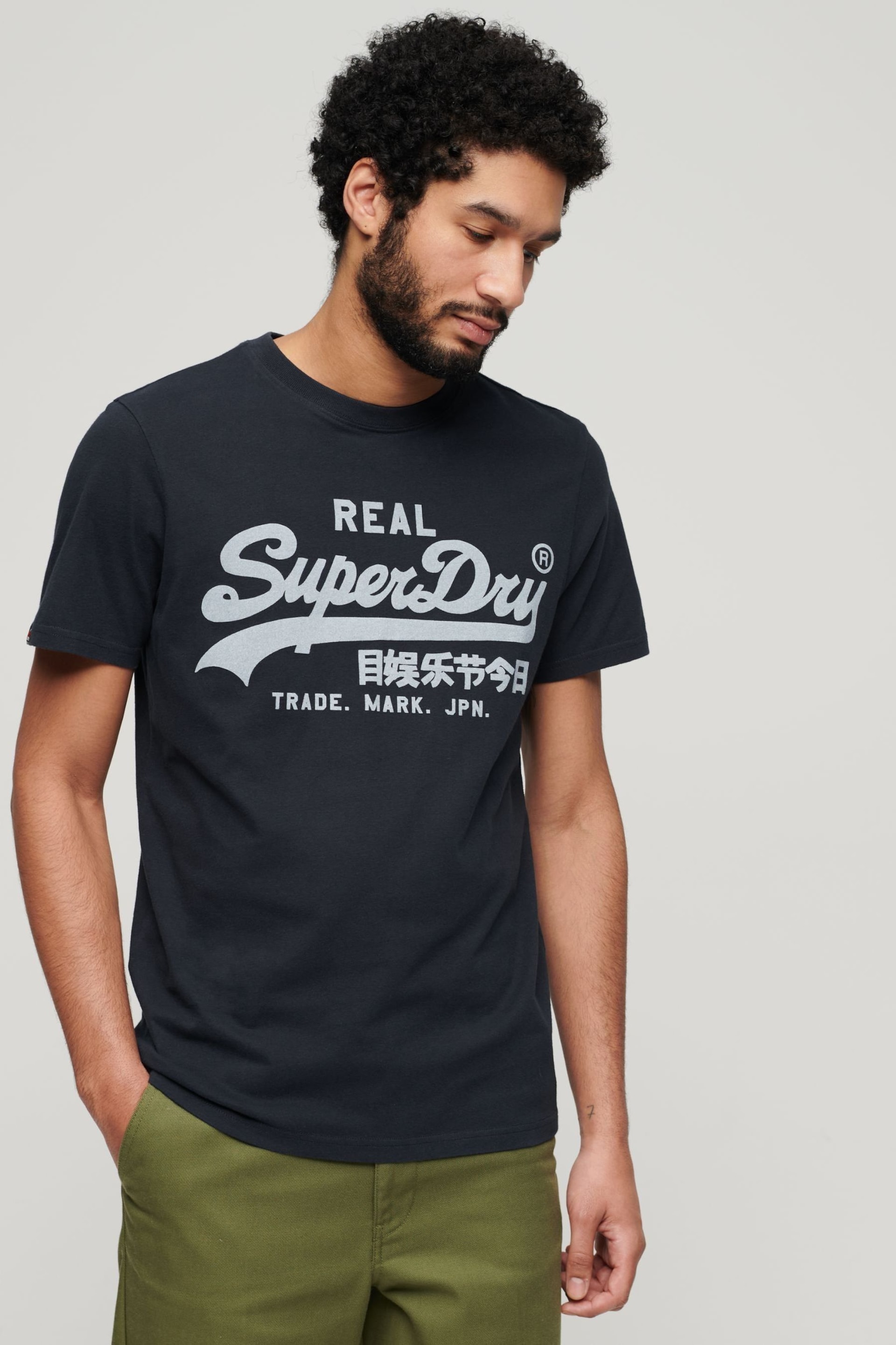 Superdry Blue Vintage Logo Core T-Shirt - Image 1 of 7