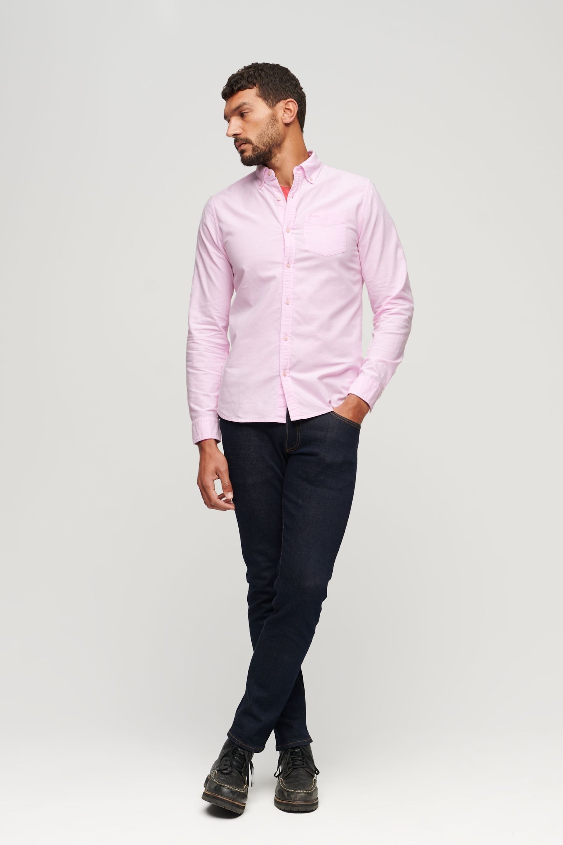 Superdry Pink Cotton Long Sleeved Oxford Shirt - Image 2 of 10