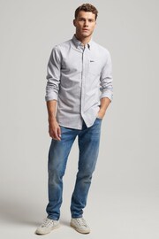 Superdry Blue Cotton Long Sleeved Oxford Shirt - Image 2 of 8