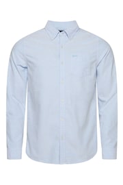 Superdry Classic Blue Oxford Cotton Long Sleeved Oxford Shirt - Image 7 of 7