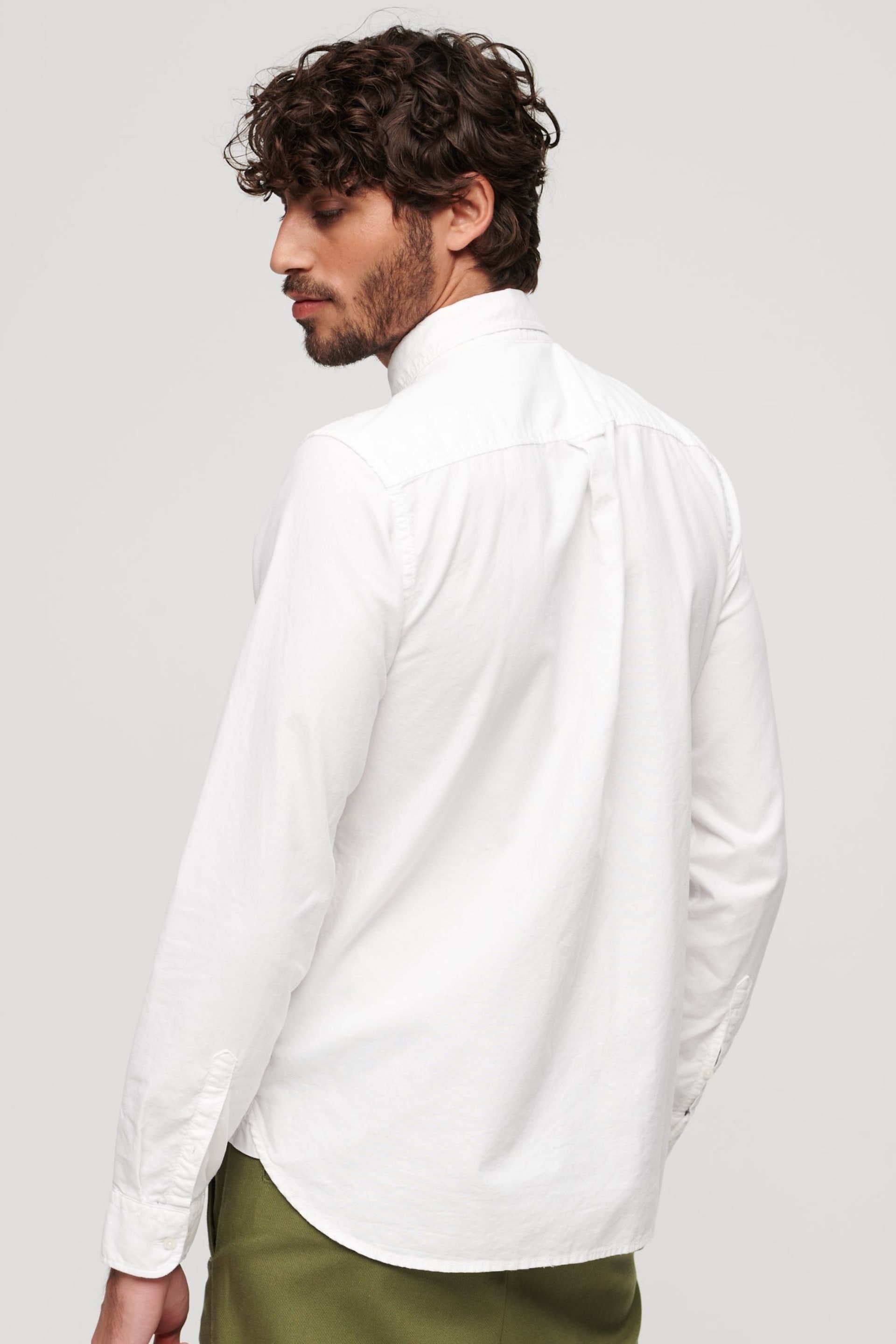 Superdry White Cotton Long Sleeved Oxford Shirt - Image 2 of 6