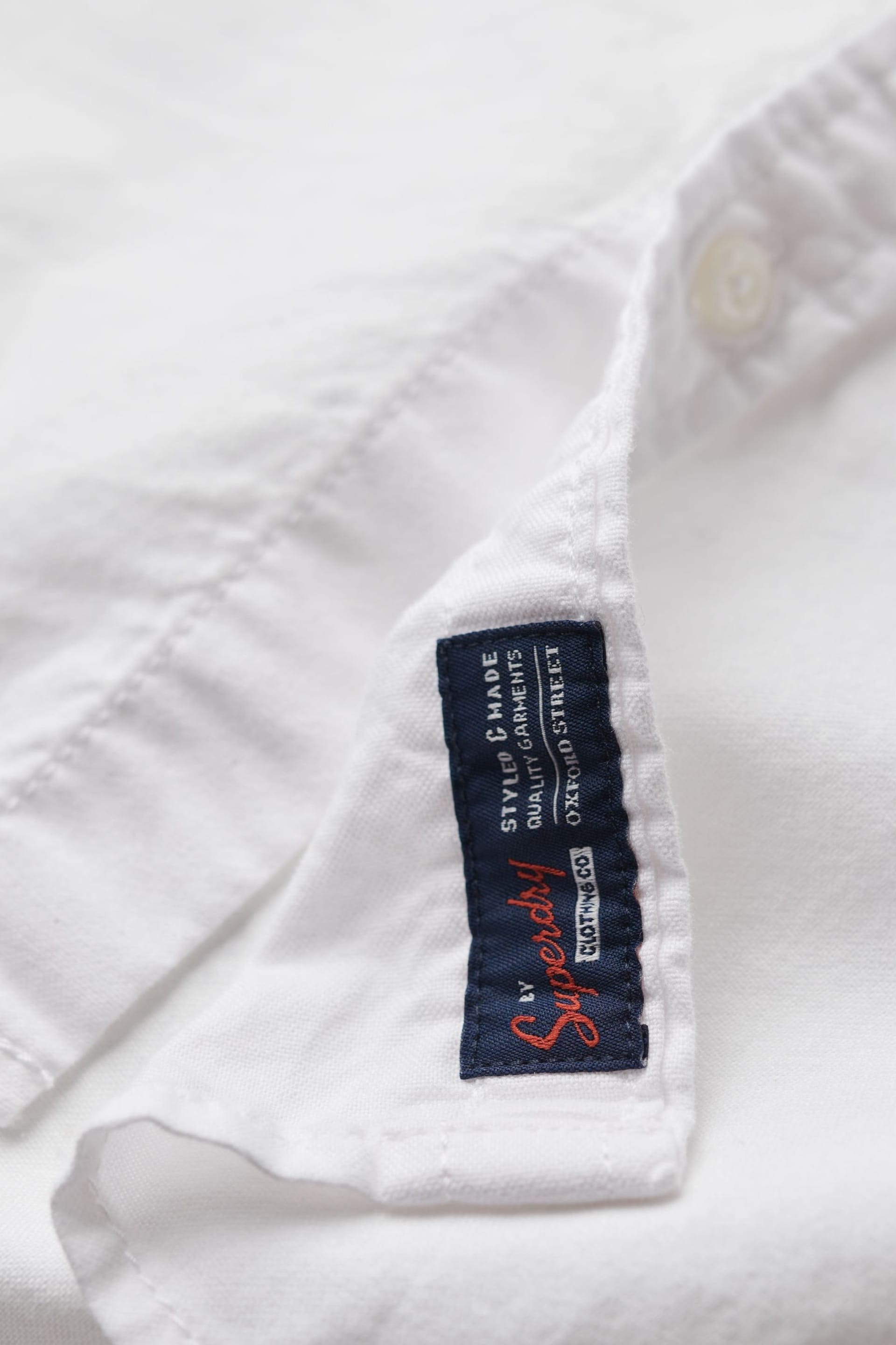 Superdry White Cotton Long Sleeved Oxford Shirt - Image 6 of 6