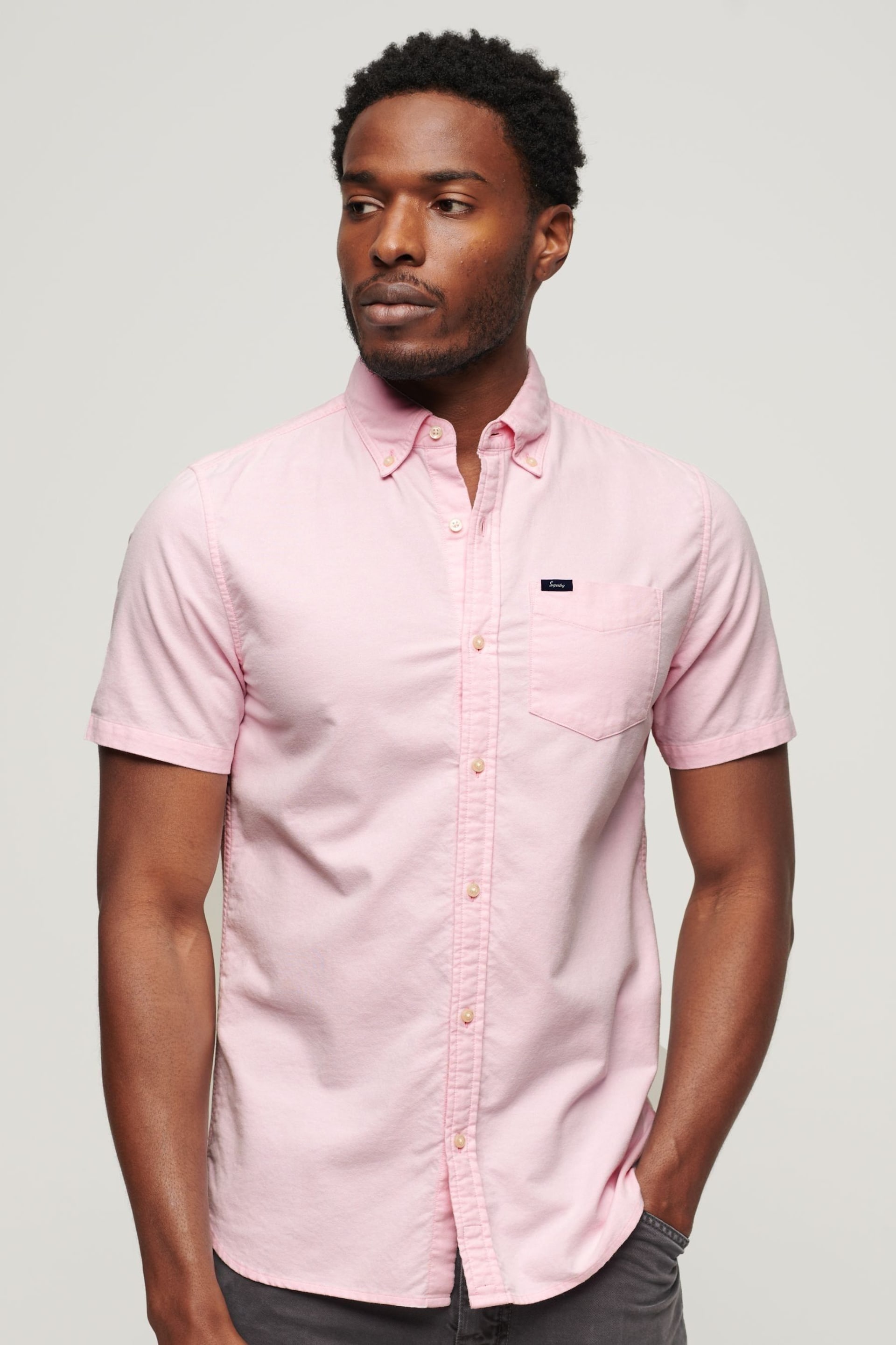 Superdry Pink Vintage Oxford Short Sleeve Shirt - Image 1 of 8