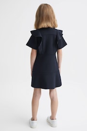 Reiss Navy Fearne Junior Ruffle Sleeve Button Dress - Image 5 of 7