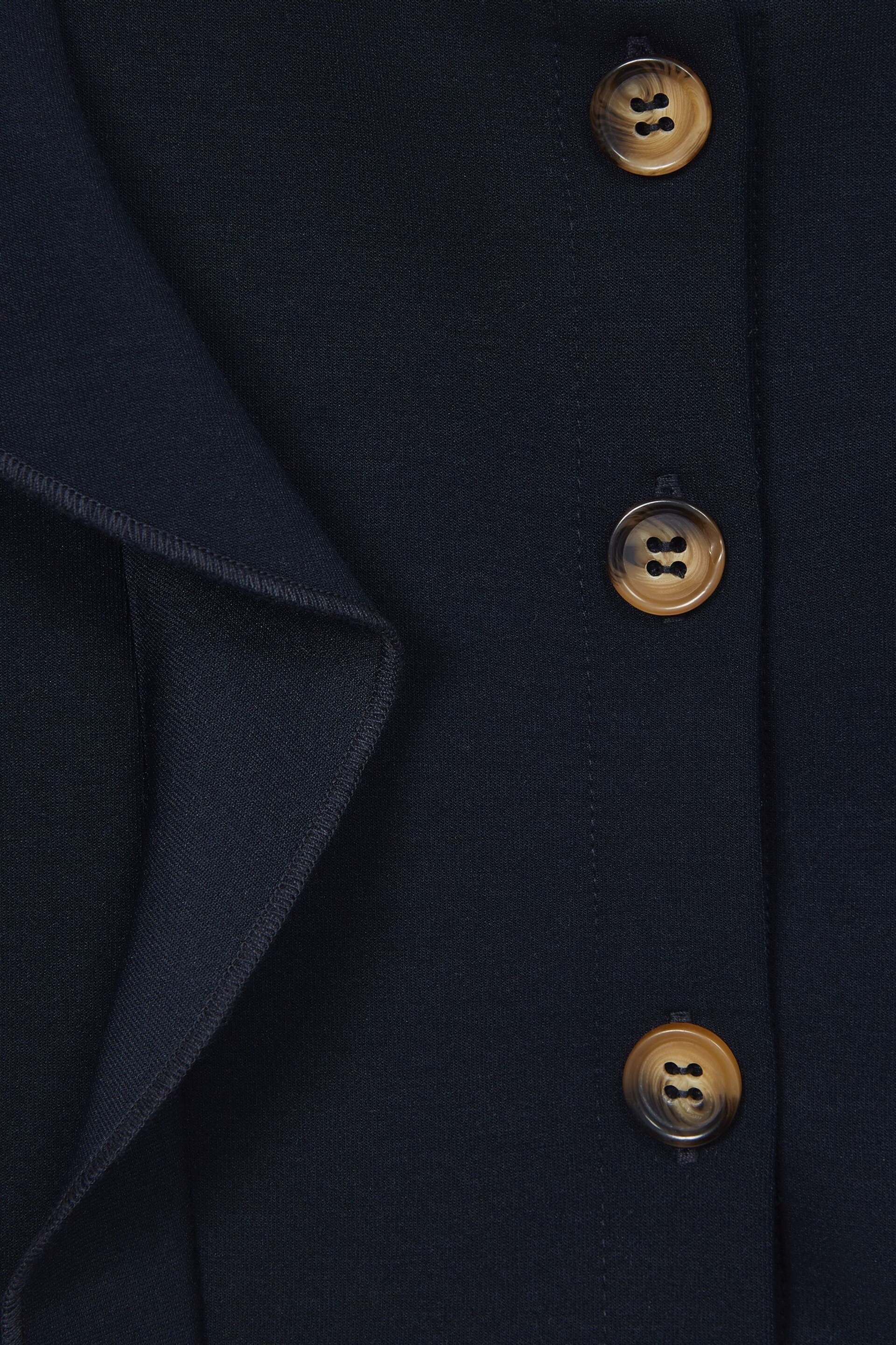 Reiss Navy Fearne Junior Ruffle Sleeve Button Dress - Image 7 of 7