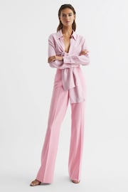 Reiss Pink Blair High Rise Wide Leg Trousers - Image 8 of 8
