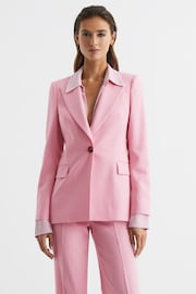 Reiss Pink Blair Single Breasted Wool Blend Blazer - Image 1 of 7