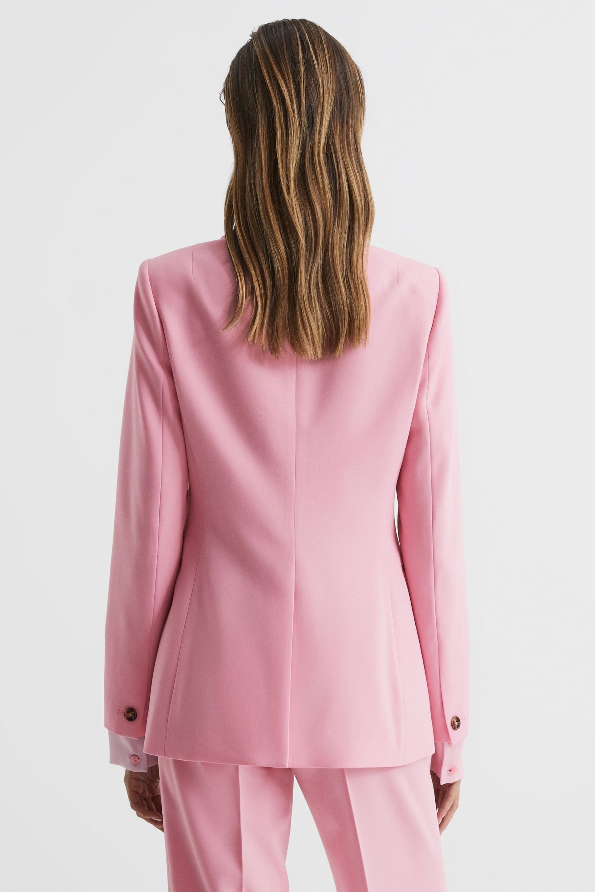 Reiss Pink Blair Single Breasted Wool Blend Blazer - Image 4 of 7