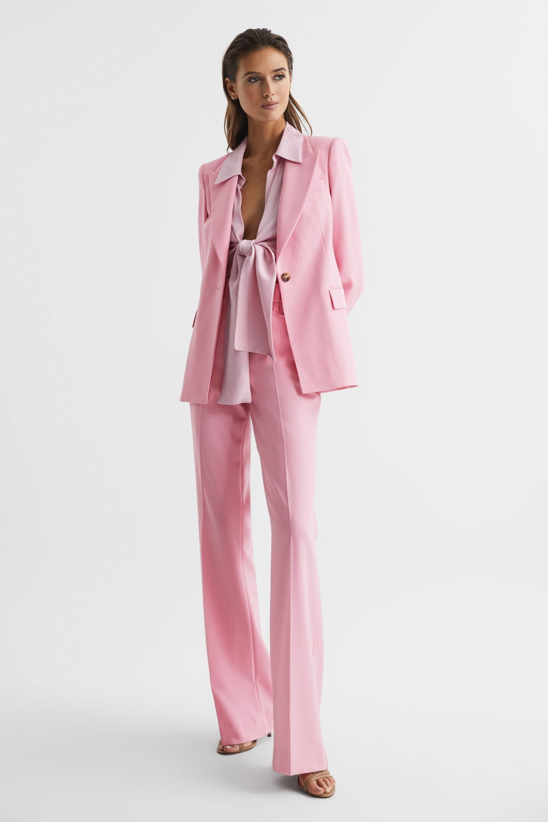 Reiss Pink Blair Single Breasted Wool Blend Blazer - Image 5 of 7