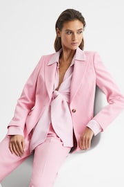 Reiss Pink Blair Single Breasted Wool Blend Blazer - Image 7 of 7