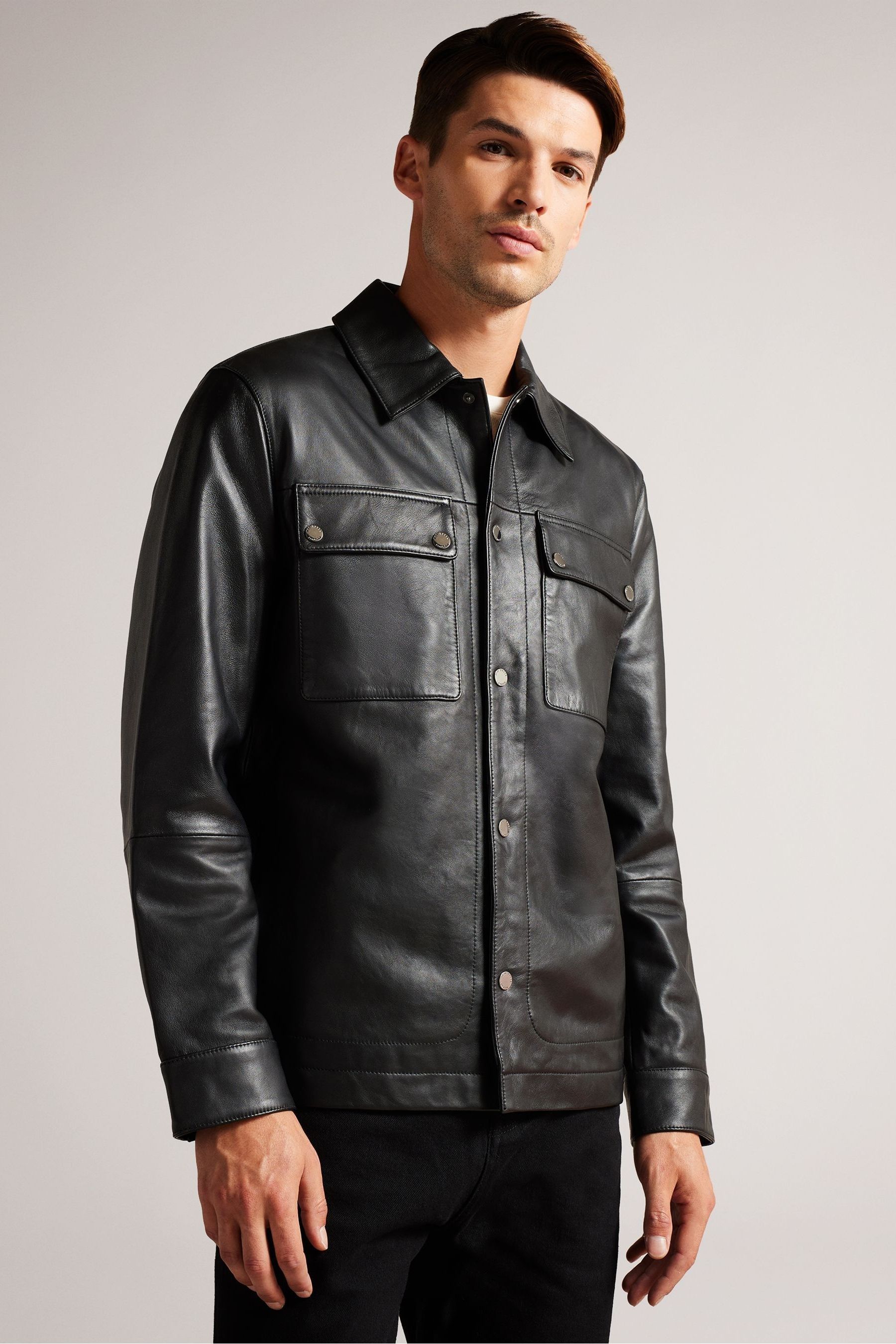 Buy Ted Baker Garry Black Leather Shacket from Next Lithuania