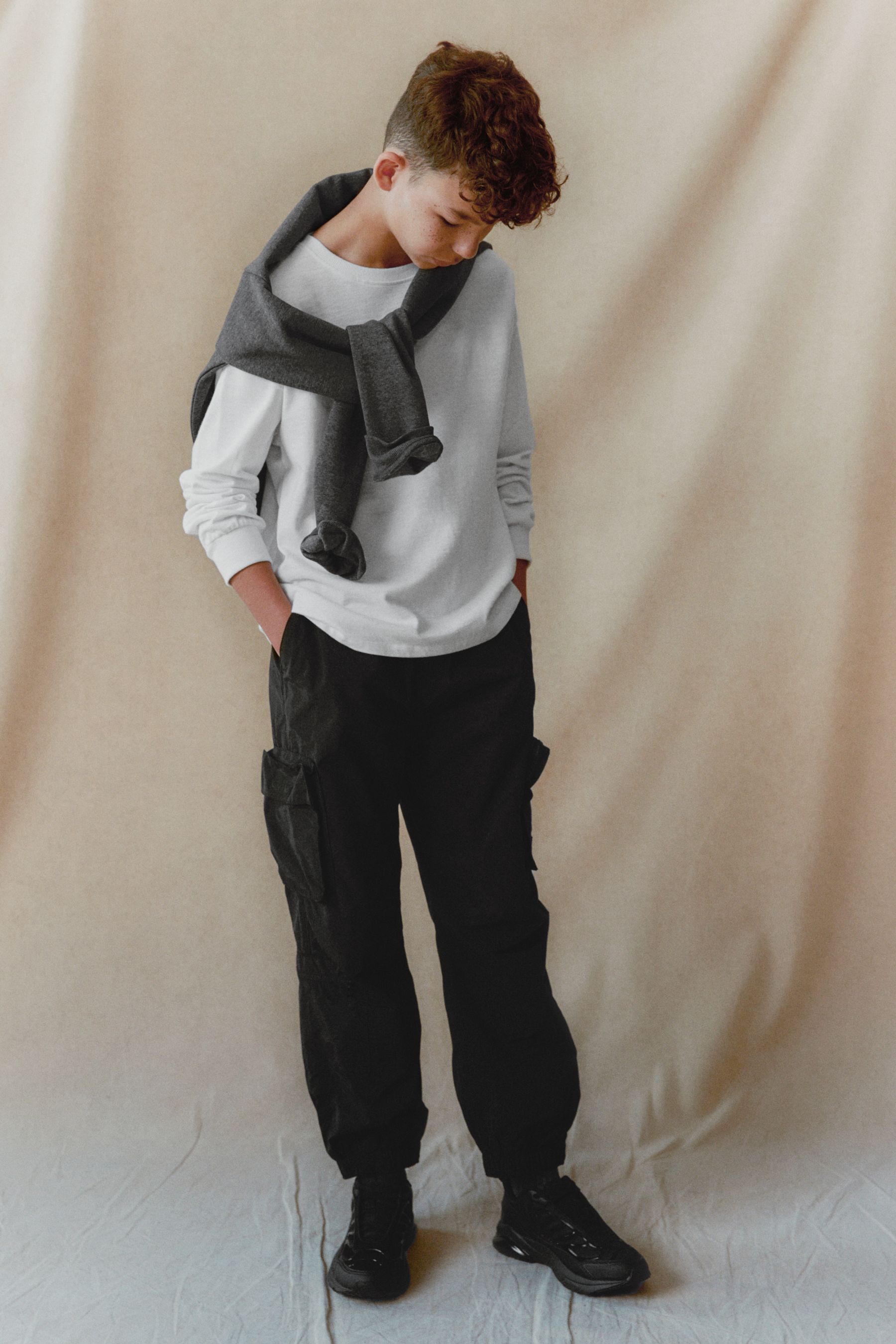 Black parachute cargo pants sale