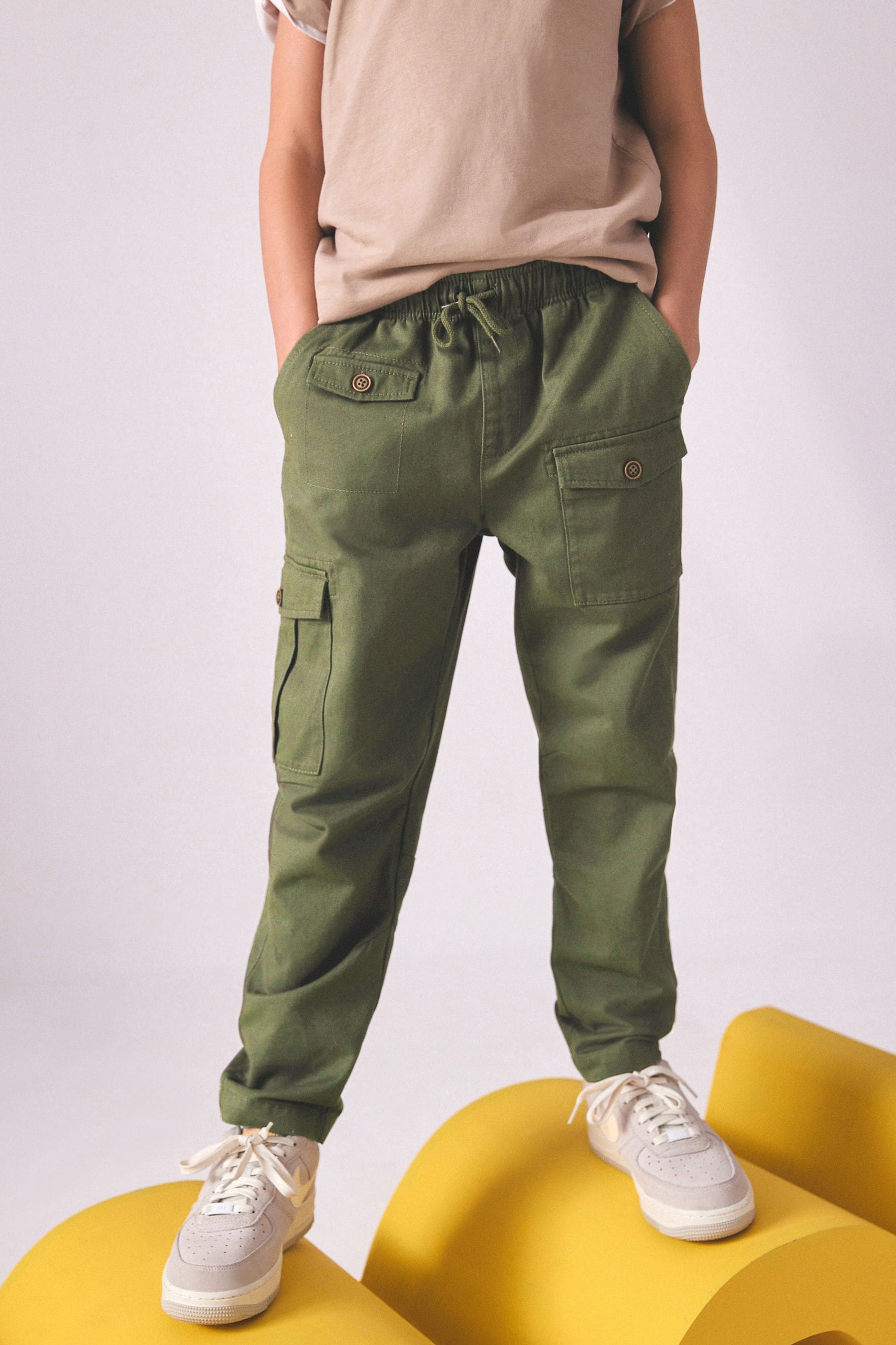 Khaki Green Cargo Trousers 3 16yrs