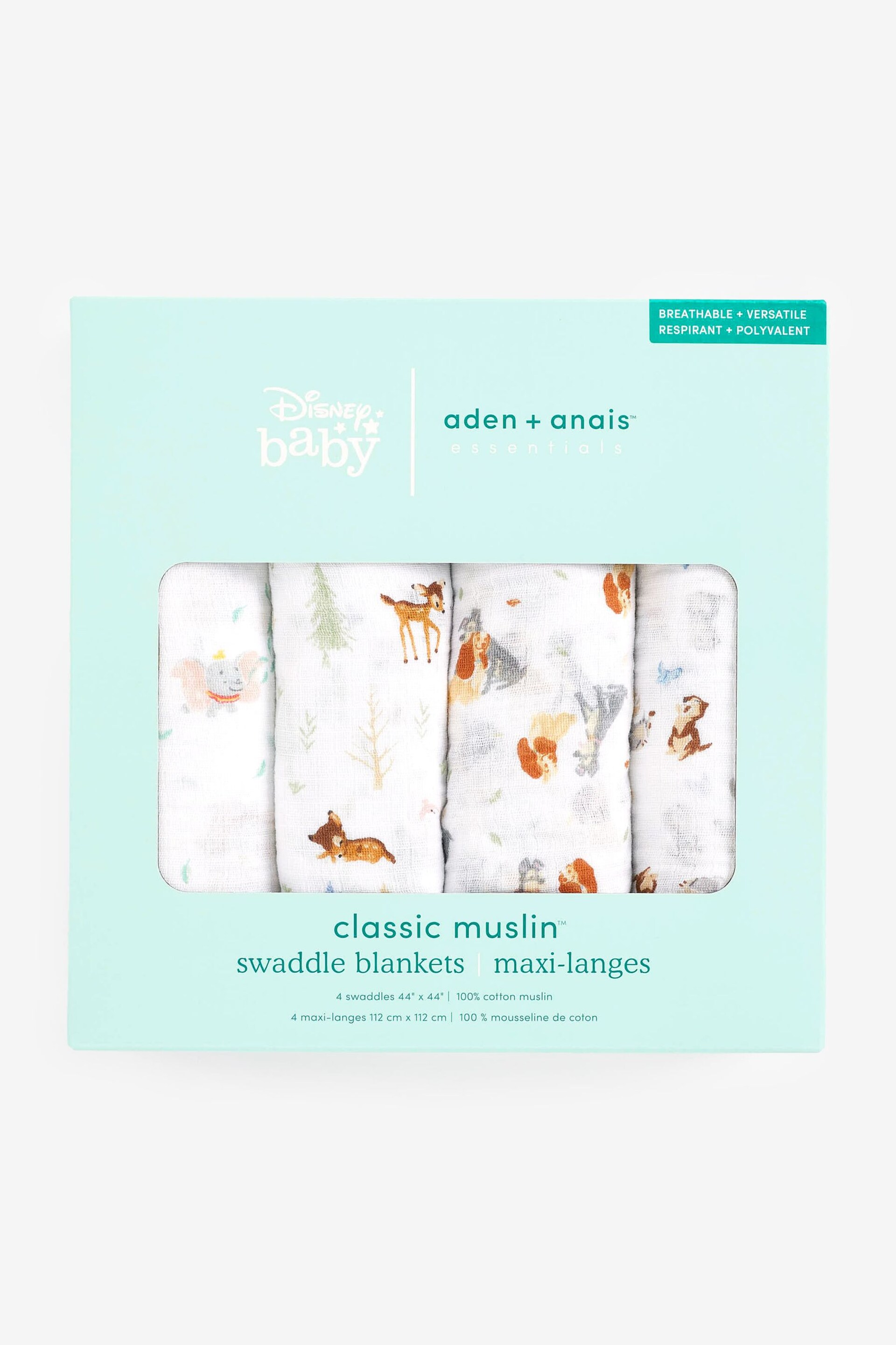 aden + anais Animal Animal Essentials Cotton Muslin Blanket 4 Pack - Image 5 of 5