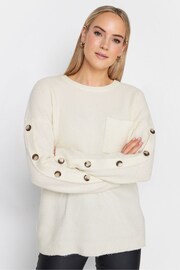 Long Tall Sally Cream Button Sleeve Jumper - Image 1 of 4