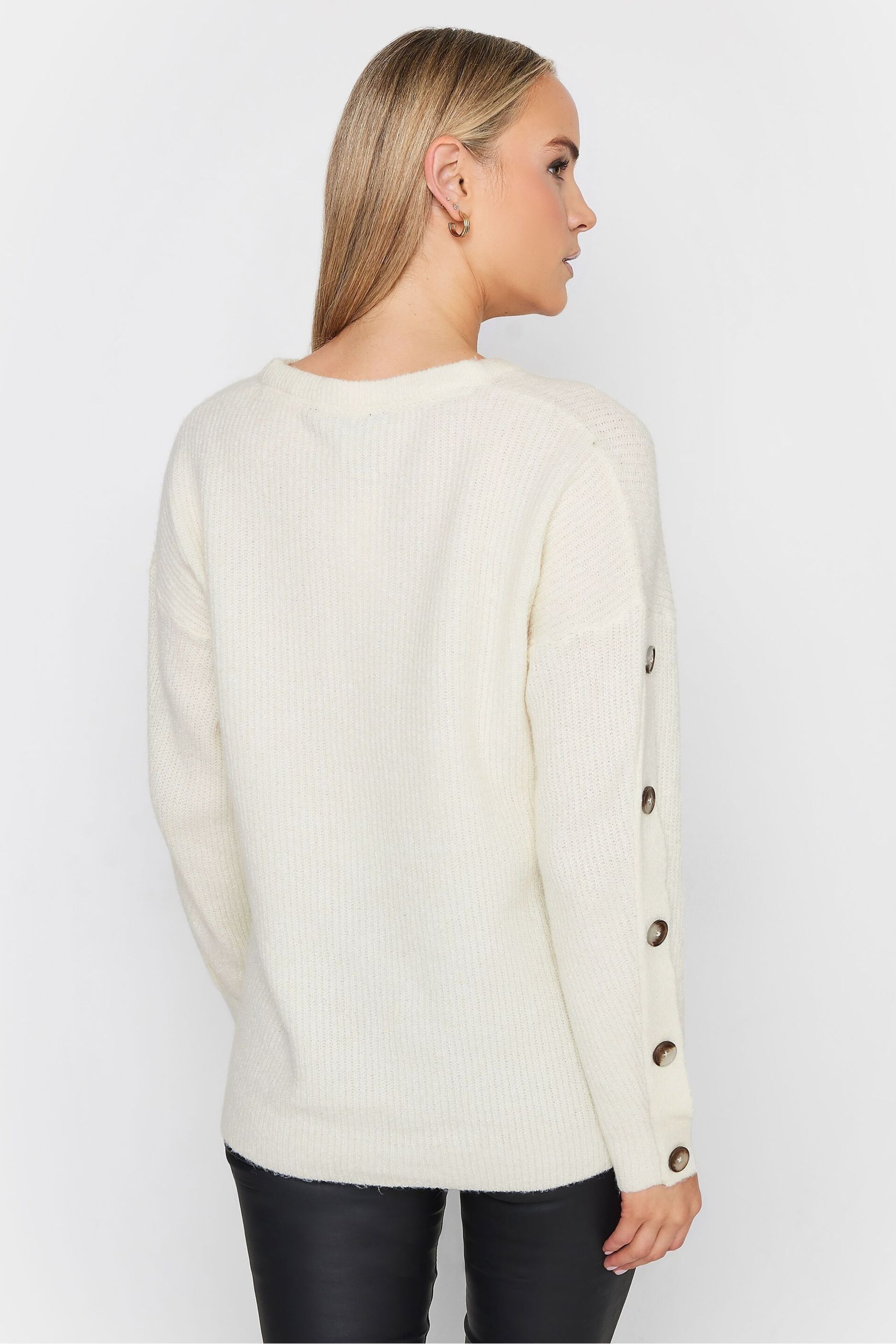 Long Tall Sally Cream Button Sleeve Jumper - Image 2 of 4